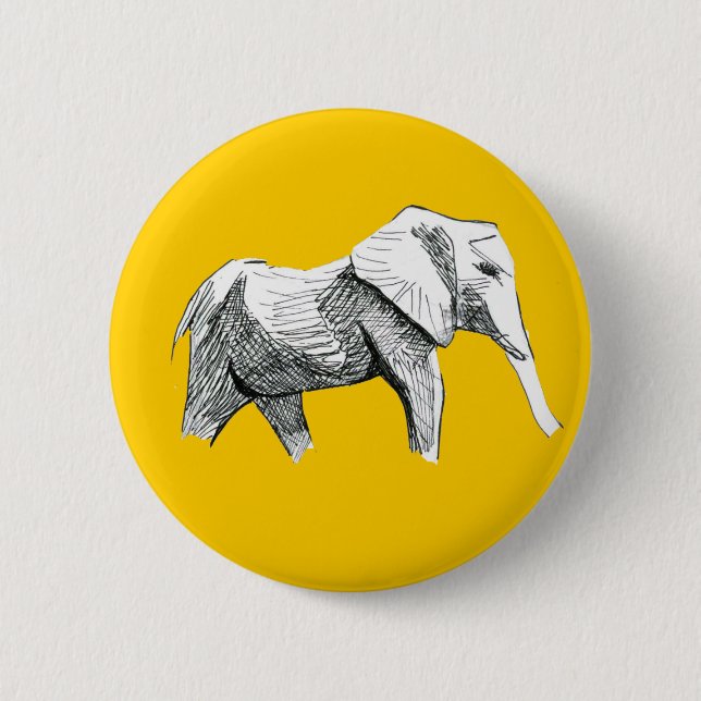 Badge Rond 5 Cm Bouton Eléphant (Devant)
