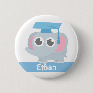 Badge Rond 5 Cm Bouton Eléphant adorable Enfants de l'école Nom du