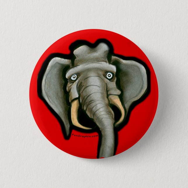 Badge Rond 5 Cm Bouton Eléphant Républicain (Devant)