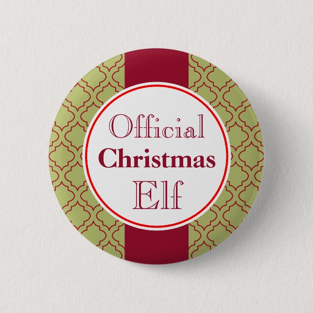 Badge Rond 5 Cm Bouton Elf de Noël (Devant)