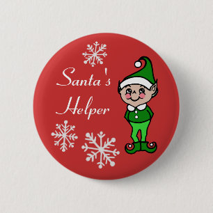 Badge Rond 5 Cm Bouton Elf de Noël rétro