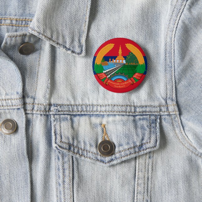 Badge Rond 5 Cm bouton emblème laos (En situation)