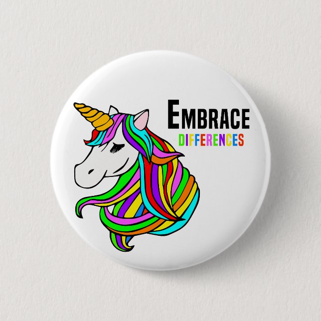 Badge Rond 5 Cm Bouton Embrasser la neurodiversité Unicorn Cadeaux (Devant)