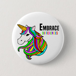 Badge Rond 5 Cm Bouton Embrasser la neurodiversité Unicorn Cadeaux