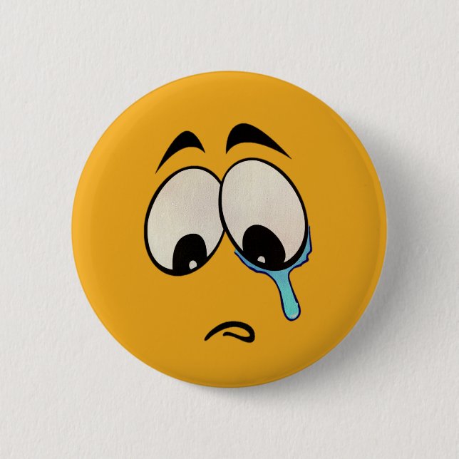 Badge Rond 5 Cm Bouton Emoji triste (Devant)