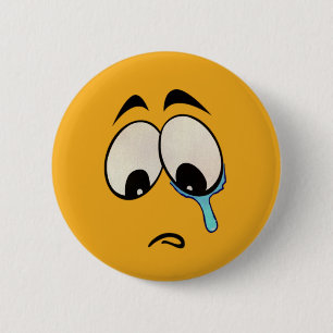 Badge Rond 5 Cm Bouton Emoji triste