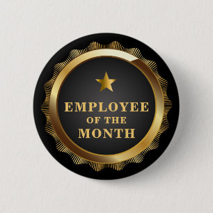 Badge Rond 5 Cm Bouton Employé du mois Gold Stars