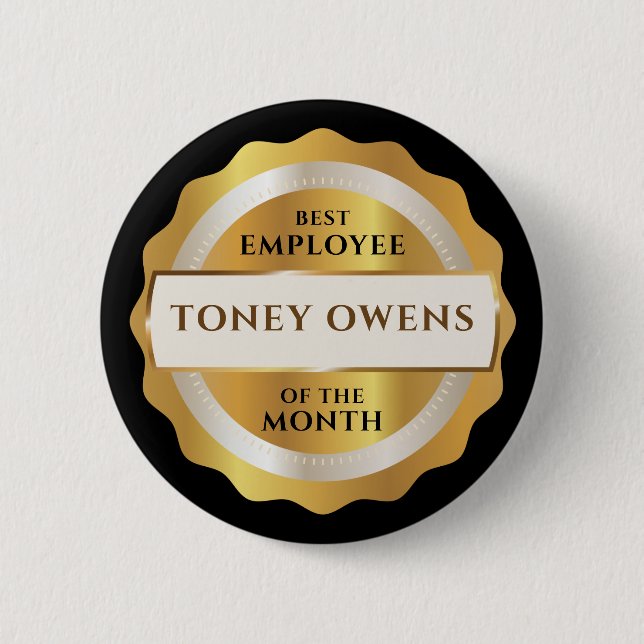 Badge Rond 5 Cm Bouton Employé du mois Gold Stars (Devant)