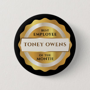 Badge Rond 5 Cm Bouton Employé du mois Gold Stars