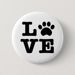 Badge Rond 5 Cm Bouton Empreinte de patte d'amour