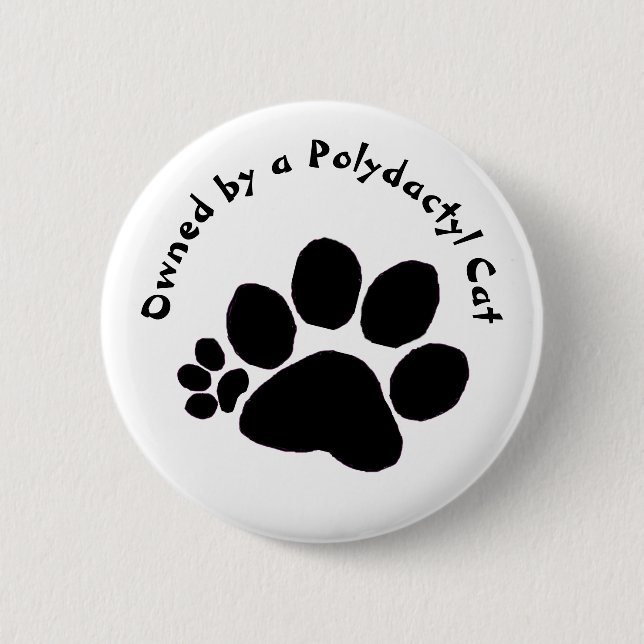 Badge Rond 5 Cm Bouton - Empreinte de patte Polydactyl (Devant)