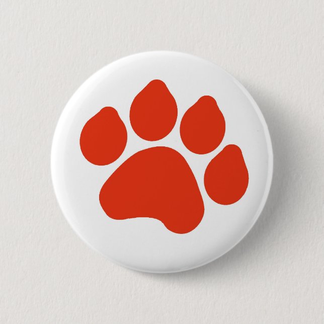 Badge Rond 5 Cm Bouton Empreinte de patte rouge (Devant)