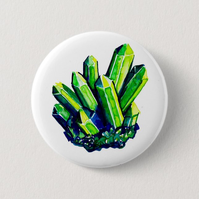 Badge Rond 5 Cm Bouton en cristal vert (Devant)