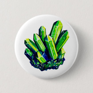 Badge Rond 5 Cm Bouton en cristal vert