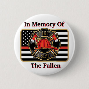 Badge Rond 5 Cm Bouton En Mémoire Des Pompiers