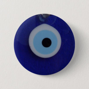 Badge Rond 5 Cm Bouton EN VERRE BLEU TURC d'AMULETTE d'OEIL