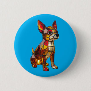 Badge Rond 5 Cm Bouton en verre coloré Chihuahua