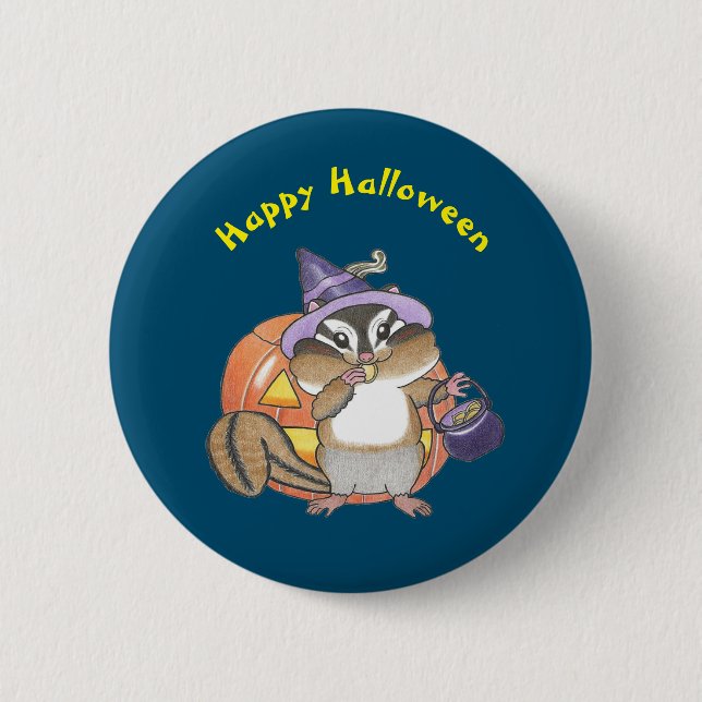 Badge Rond 5 Cm Bouton enfant d'Halloween Chipmunk mignon (Devant)