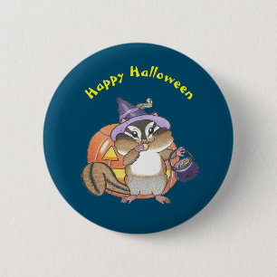 Badge Rond 5 Cm Bouton enfant d'Halloween Chipmunk mignon