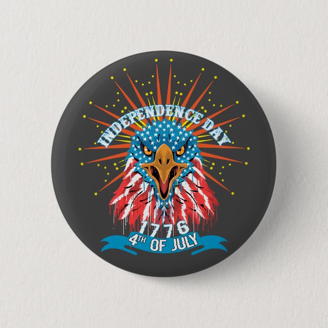 Badge Rond 5 Cm Bouton épingle Américain beau Impressionnant Aigle (Devant)