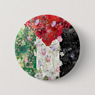 Badge Rond 5 Cm Bouton épinglé au drapeau floral de la Palestine |