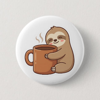 Badge Rond 5 Cm Bouton épinglé Café Paresseux Humeur Actuelle