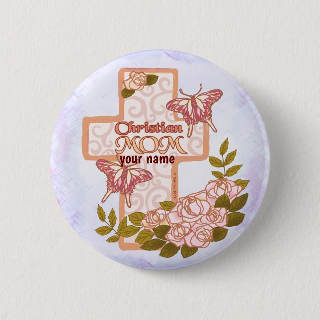 Badge Rond 5 Cm Bouton épingle Christian Mom (Devant)