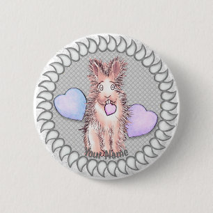 Badge Rond 5 Cm Bouton épinglé coeur de lapin Harey