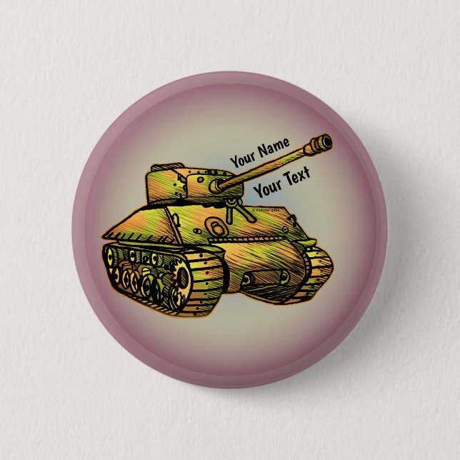 Badge Rond 5 Cm Bouton épinglé de char militaire (Devant)