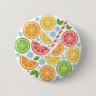 Badge Rond 5 Cm Bouton épinglé de fruits d'agrumes colorés - Or d'
