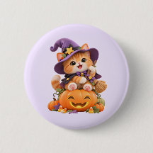 Bouton épinglé de la sorcière mignonne pour Hallow