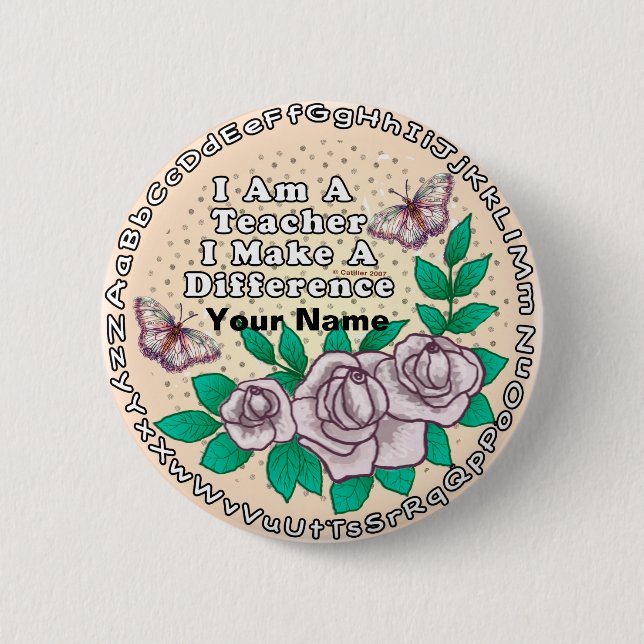 Badge Rond 5 Cm Bouton épingle de l'enseignant qui fait la différe (Devant)