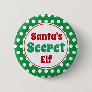 Badge Rond 5 Cm Bouton épinglé de Noël du lutin secret du Père Noë
