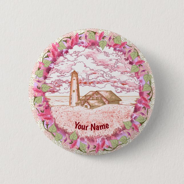 Badge Rond 5 Cm Bouton épinglé du phare de l'aube (Devant)