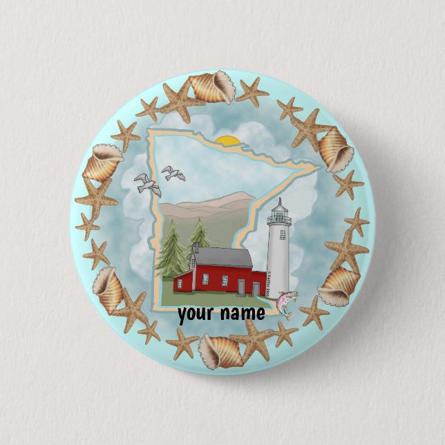 Badge Rond 5 Cm Bouton épinglé du phare de Minnesota Shells (Devant)