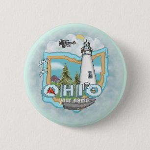 Badge Rond 5 Cm Bouton épingle du phare d'Ohio