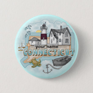 Badge Rond 5 Cm Bouton épinglé du phare du Connecticut