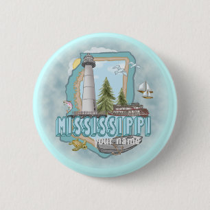 Badge Rond 5 Cm Bouton épingle du phare du Mississippi