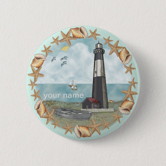 Badge Rond 5 Cm Bouton épingle du phare Georgia Shells (Devant)