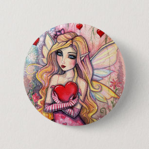 Badge Rond 5 Cm Bouton épinglé Fée de la Saint-Valentin