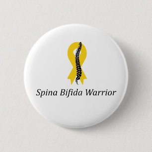 Badge Rond 5 Cm Bouton épingle guerrier Spina Bifida avec ruban ja