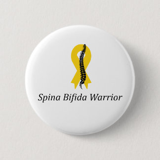 Badge Rond 5 Cm Bouton épingle guerrier Spina Bifida avec ruban ja