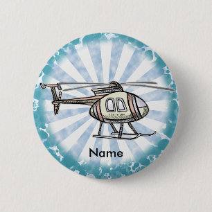 Badge Rond 5 Cm Bouton épinglé Hélicoptère frénétique