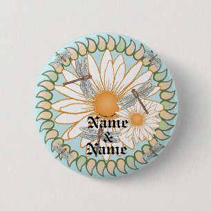 Badge Rond 5 Cm Bouton épinglé Marguerite blanche