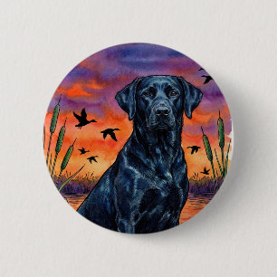 Badge Rond 5 Cm Bouton épinglé pour la chasse au canard au coucher