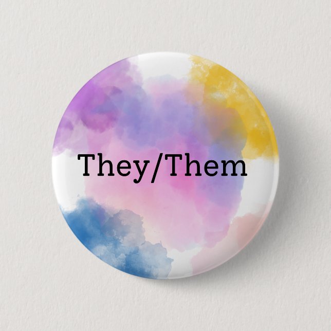 Badge Rond 5 Cm Bouton/Épingle Pronoun (Devant)