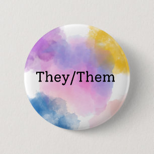 Badge Rond 5 Cm Bouton/Épingle Pronoun