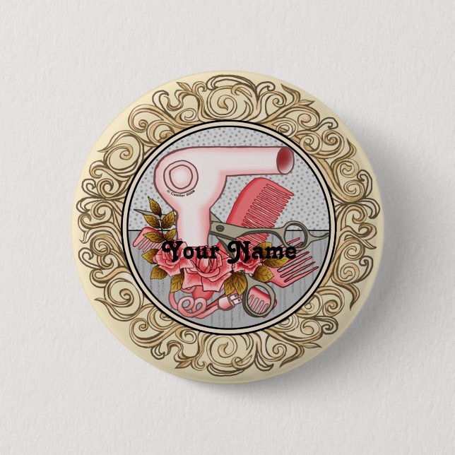 Badge Rond 5 Cm Bouton épingle Rose de beauté (Devant)