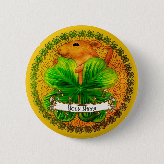 Badge Rond 5 Cm Bouton épingle shamrock irlandais (Devant)