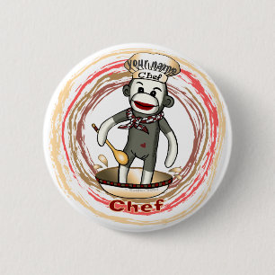 Badge Rond 5 Cm Bouton épinglé Singe Chapeau de Chef